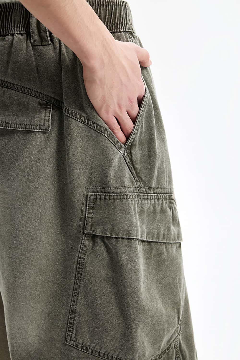 Heavy Wash Multi-Pocket Utility Cargo Shorts - Loose Fit Casual Mid-Length