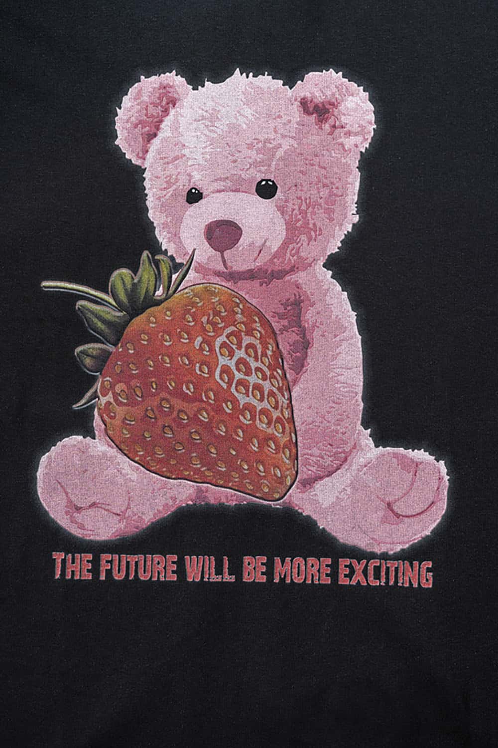 230g Fabric Strawberry Bear Print Short Sleeve T-Shirt - Cool and Loose Fit