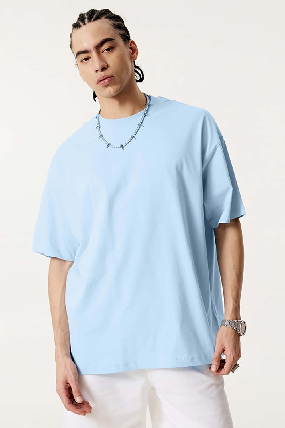 180g Low Shrink Pure Cotton Drop Shoulder Solid Color Short Sleeve T-Shirt