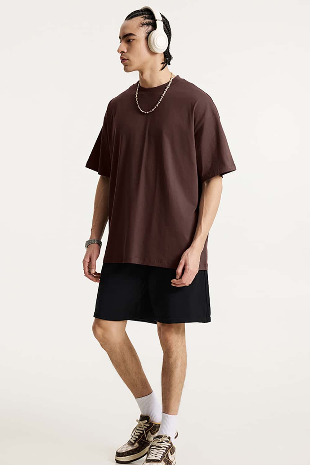 180g Low Shrink Pure Cotton Drop Shoulder Solid Color Short Sleeve T-Shirt