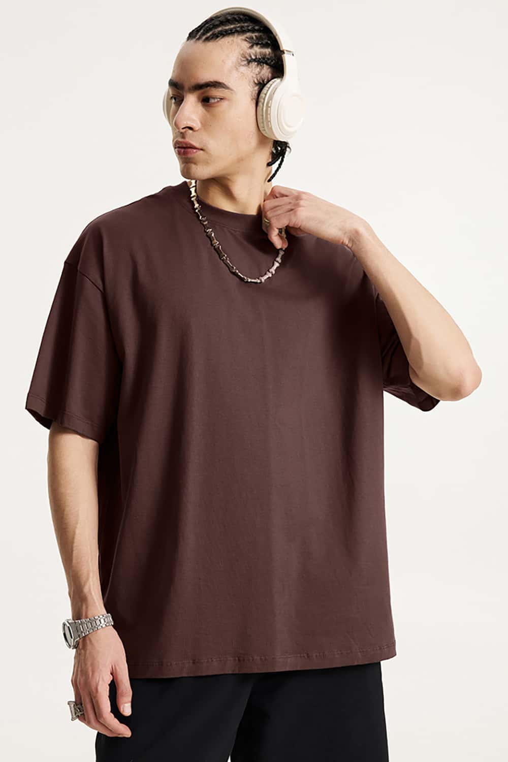 180g Low Shrink Pure Cotton Drop Shoulder Solid Color Short Sleeve T-Shirt