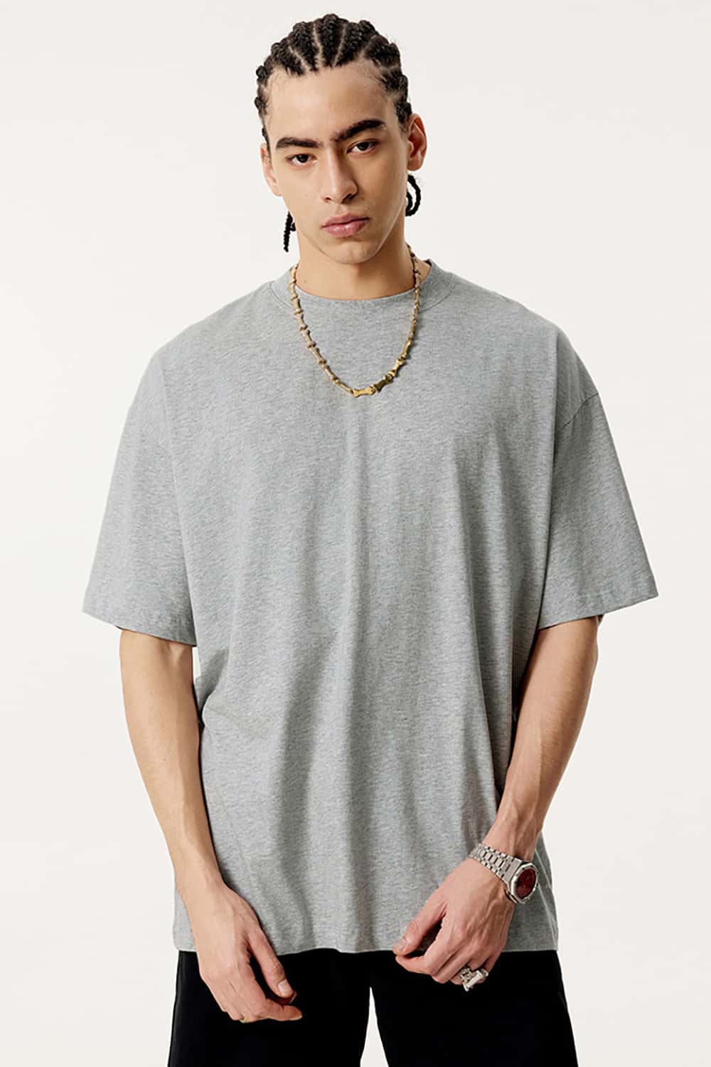 180g Low Shrink Pure Cotton Drop Shoulder Solid Color Short Sleeve T-Shirt