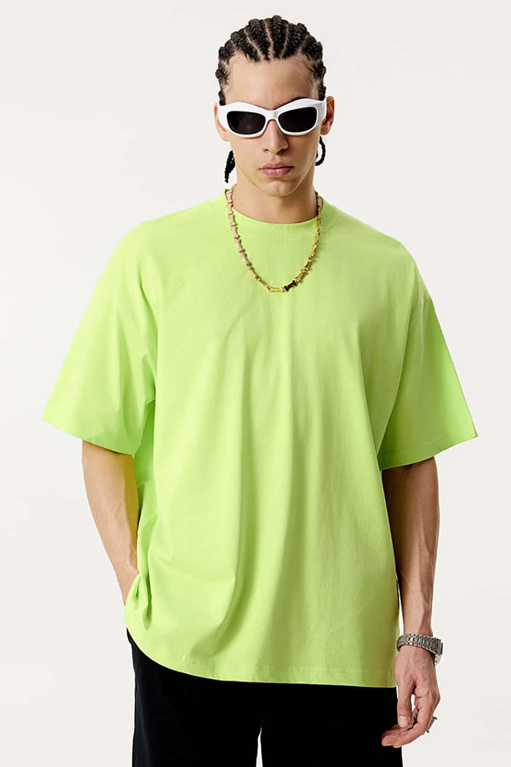 180g Low Shrink Pure Cotton Drop Shoulder Solid Color Short Sleeve T-Shirt