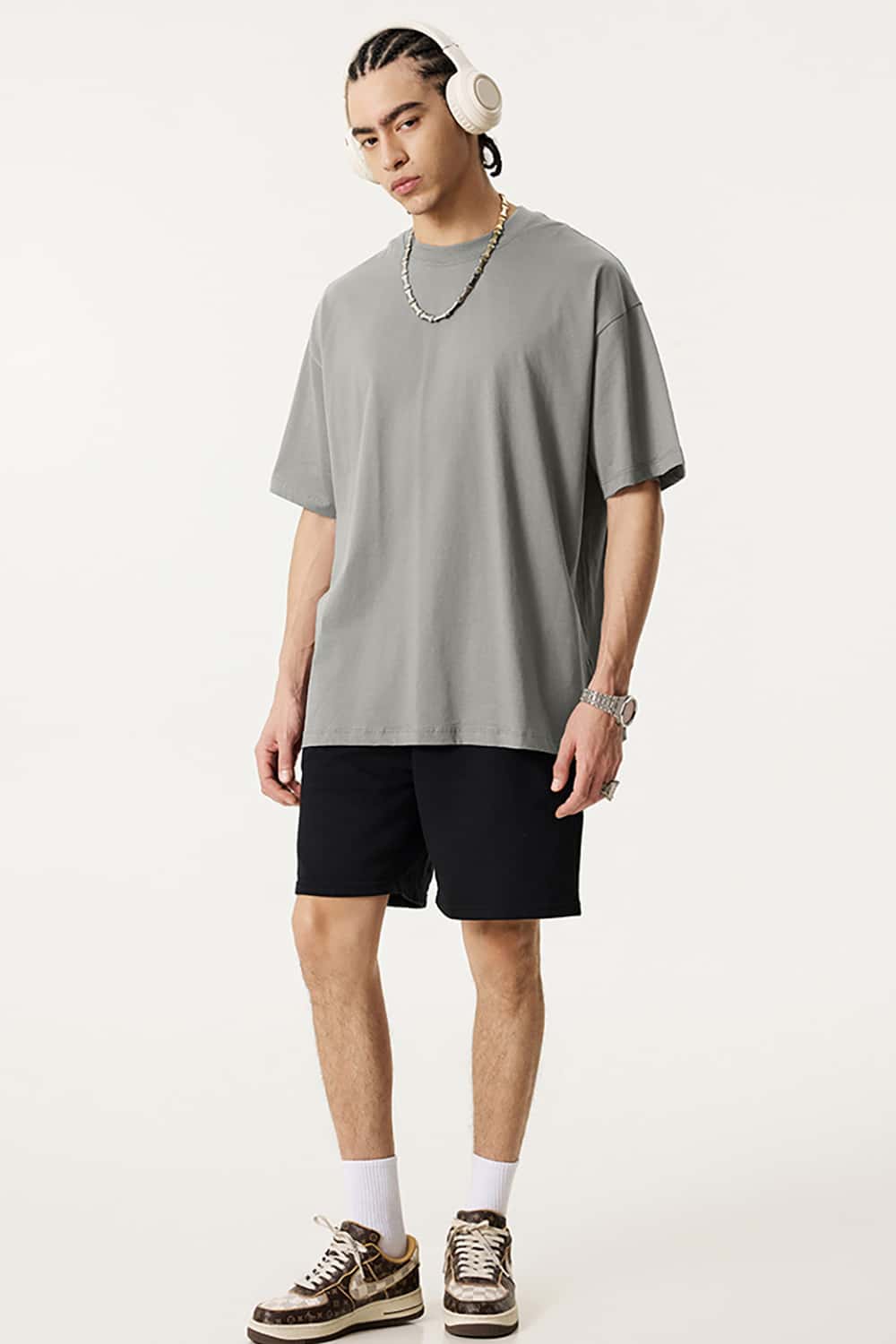 180g Low Shrink Pure Cotton Drop Shoulder Solid Color Short Sleeve T-Shirt