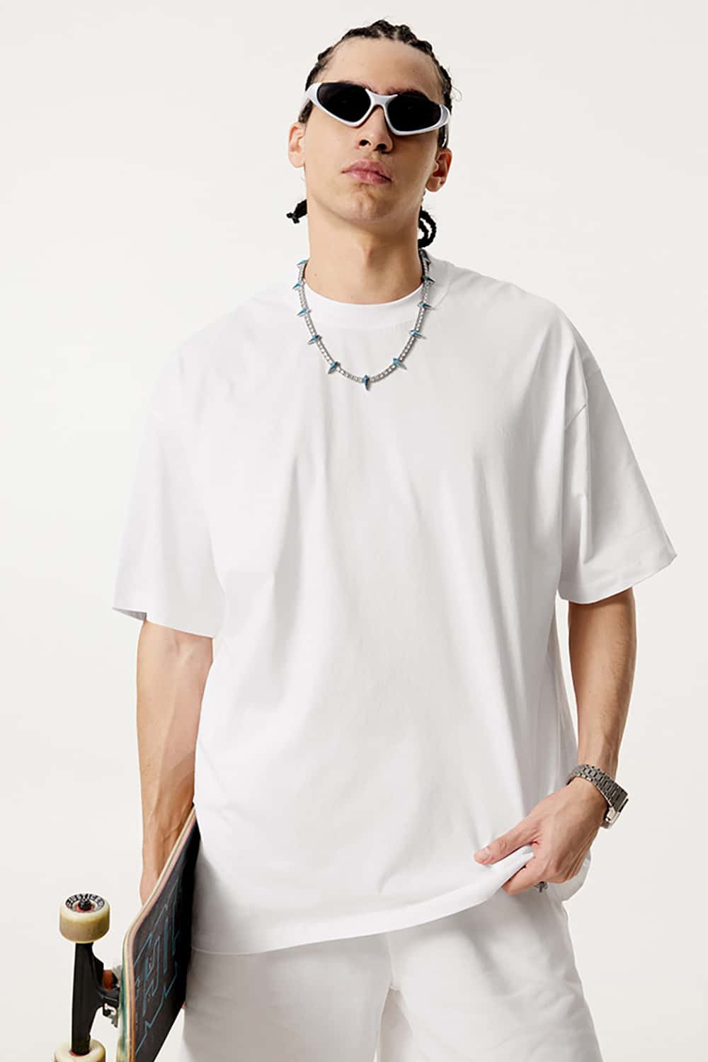 180g Low Shrink Pure Cotton Drop Shoulder Solid Color Short Sleeve T-Shirt