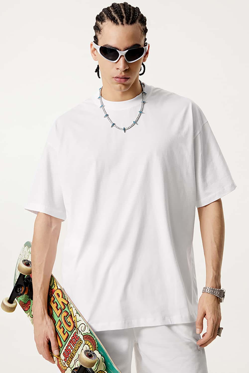 180g Low Shrink Pure Cotton Drop Shoulder Solid Color Short Sleeve T-Shirt