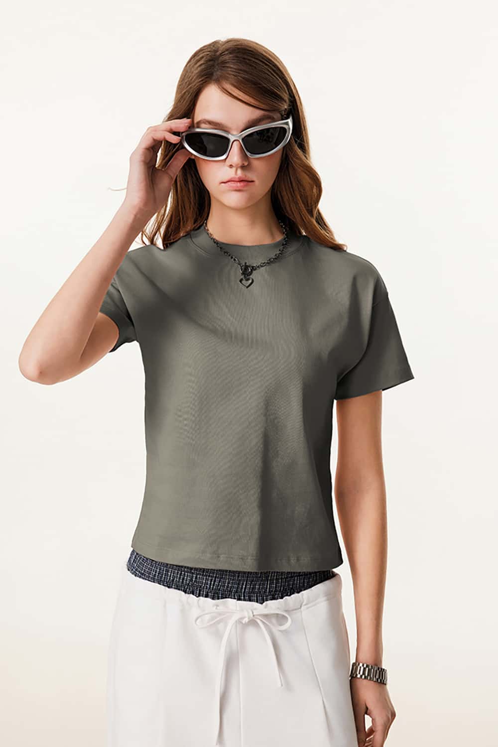 Long Staple Cotton Round Neck Casual Sport Short Sleeve Slimming T-Shirt