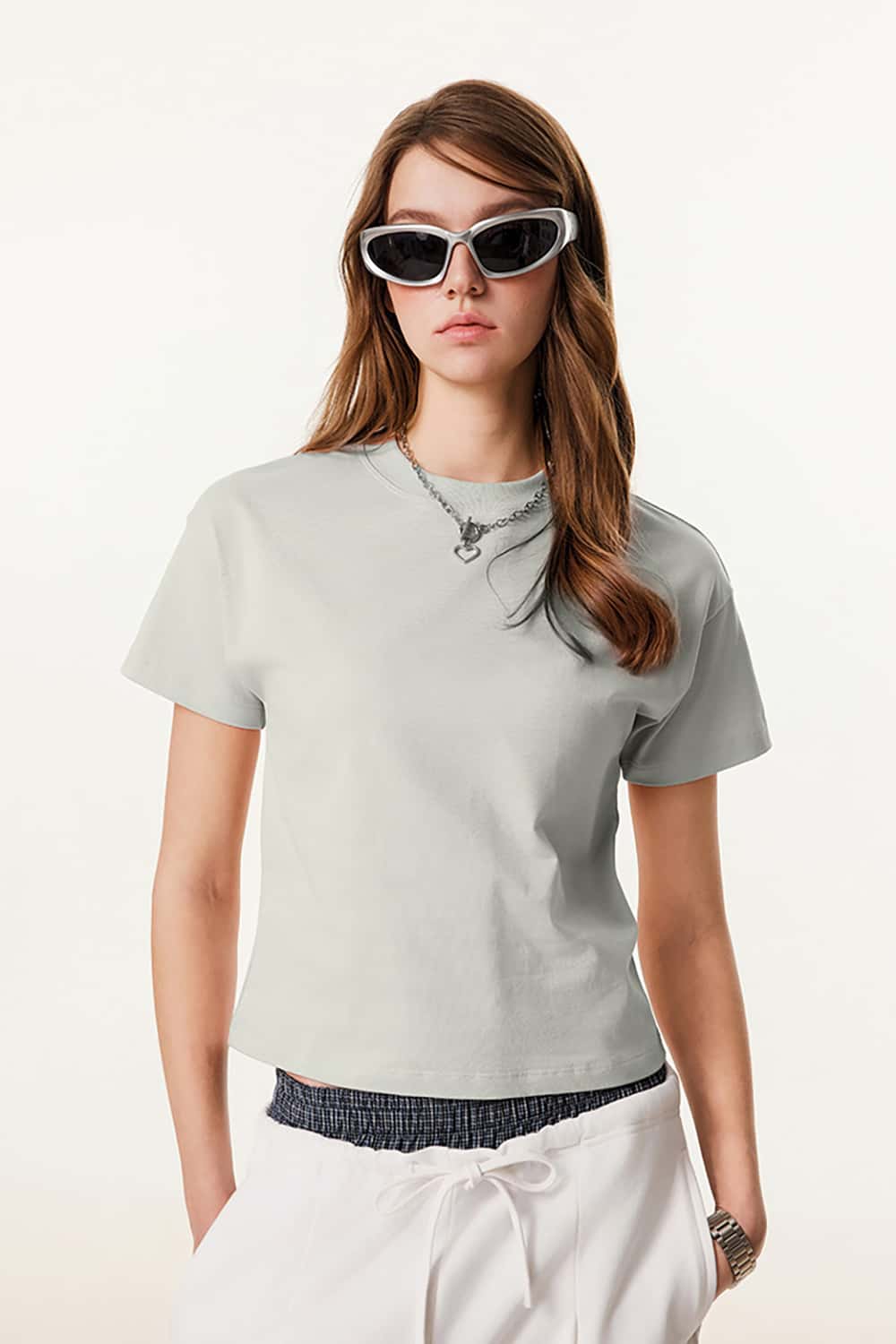 Long Staple Cotton Round Neck Casual Sport Short Sleeve Slimming T-Shirt