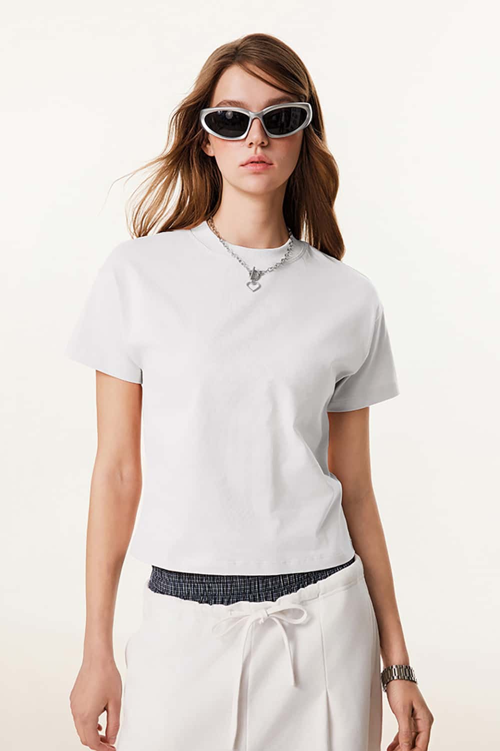 Long Staple Cotton Round Neck Casual Sport Short Sleeve Slimming T-Shirt