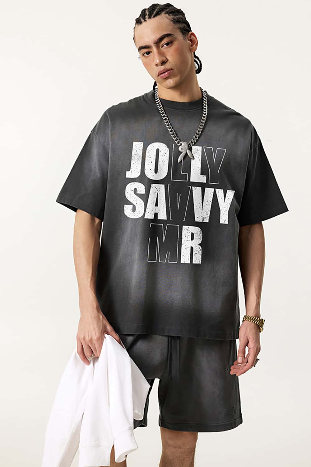 High Street Vintage Round Neck T-Shirt with Letter Print Short Sleeves