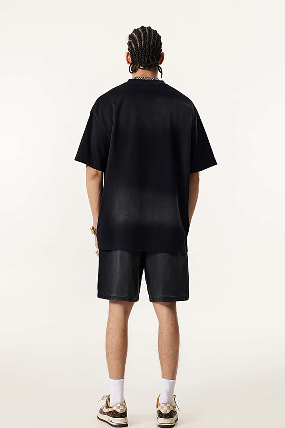 High Street Vintage Round Neck T-Shirt with Letter Print Short Sleeves