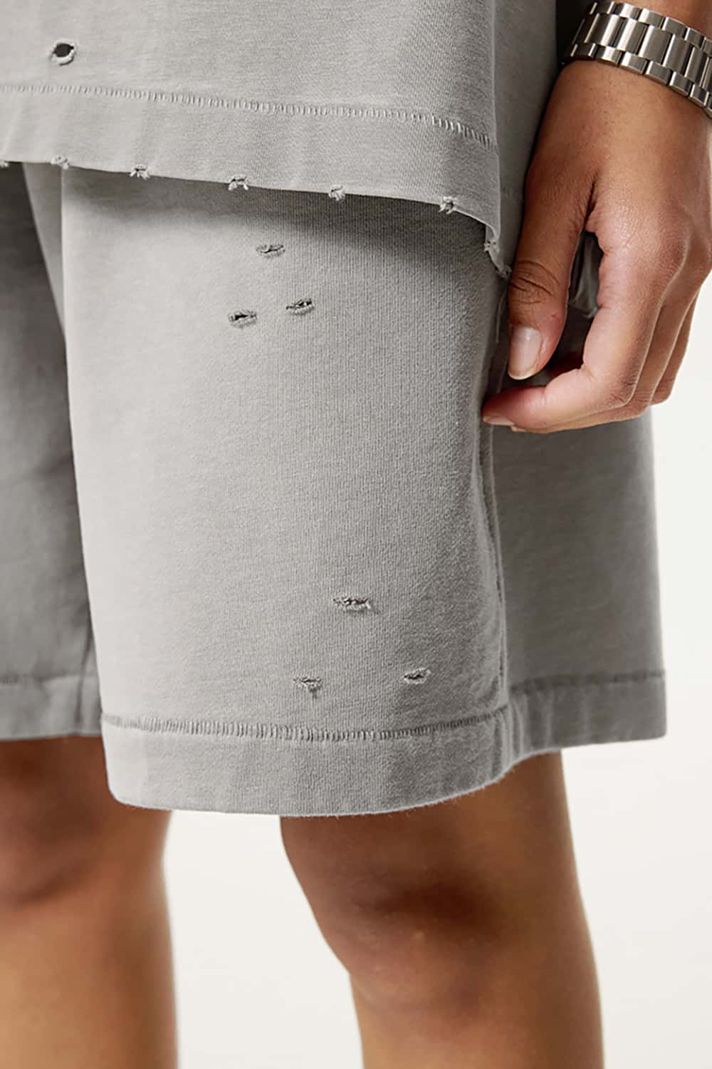 Street Style Distressed Sports Shorts - Loose Fit Mid-Length Shorts