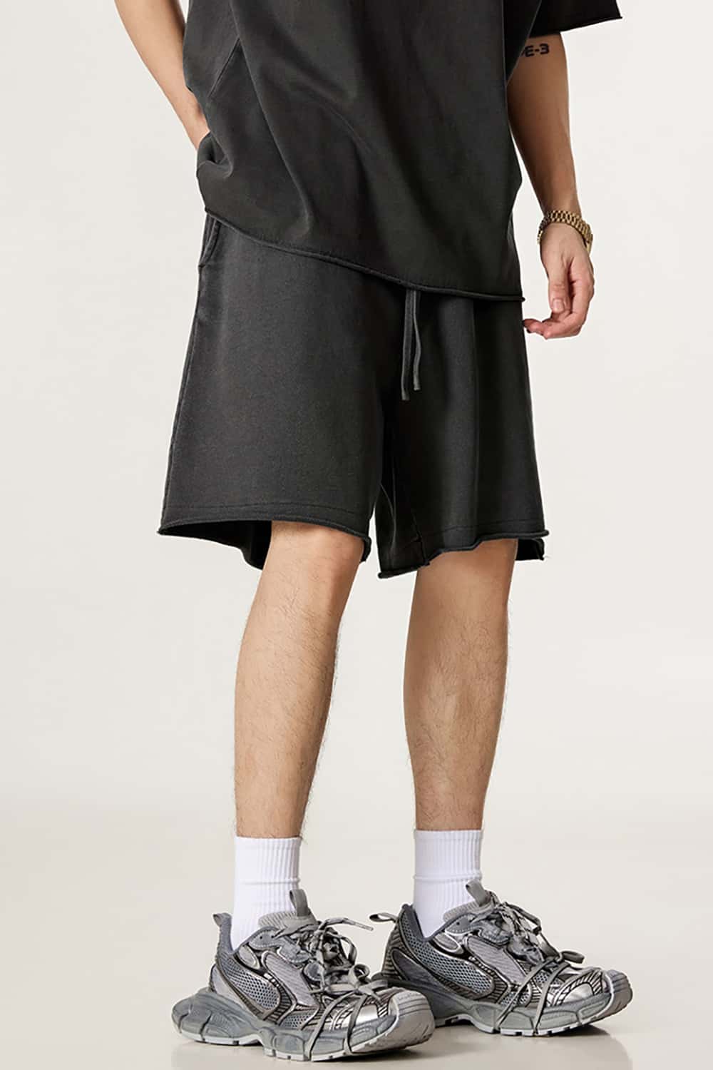 Casual Rolled Hem Mid-Length Shorts