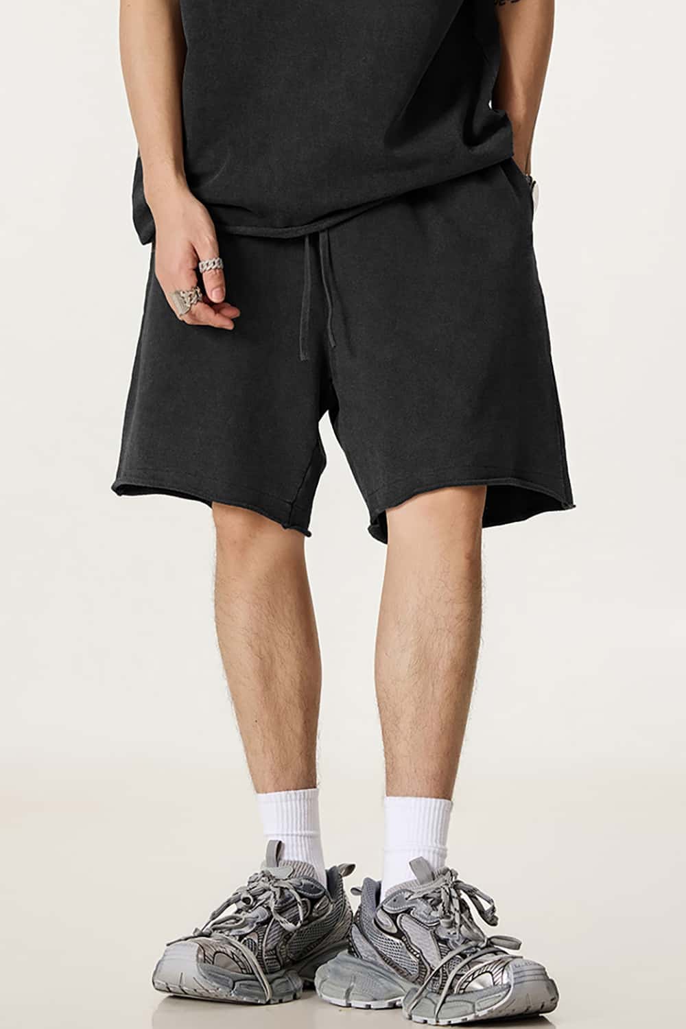 Casual Rolled Hem Mid-Length Shorts