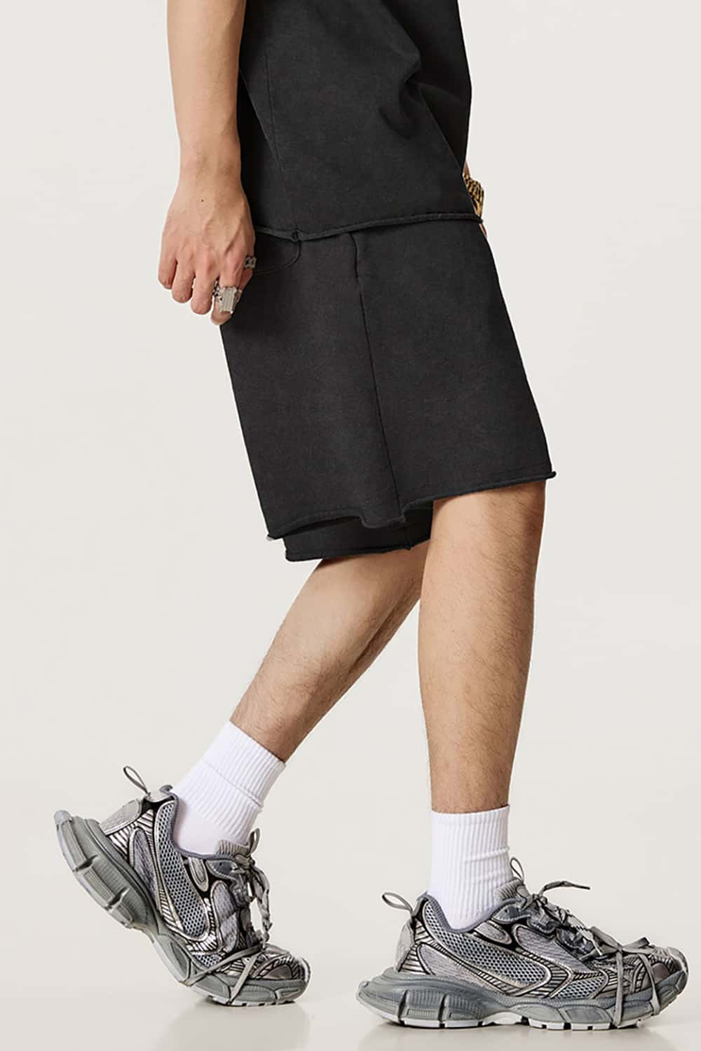 Casual Rolled Hem Mid-Length Shorts
