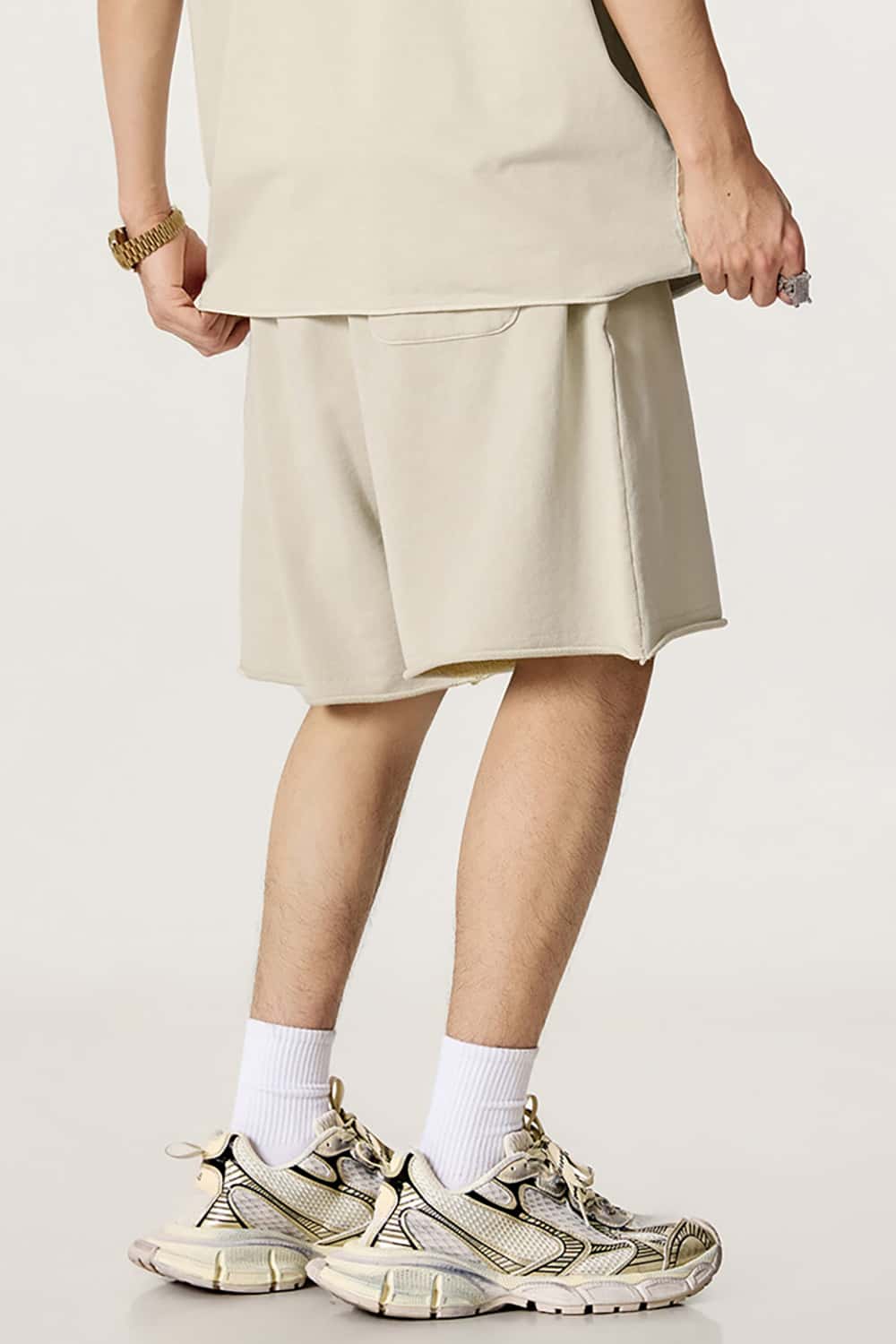 Casual Rolled Hem Mid-Length Shorts