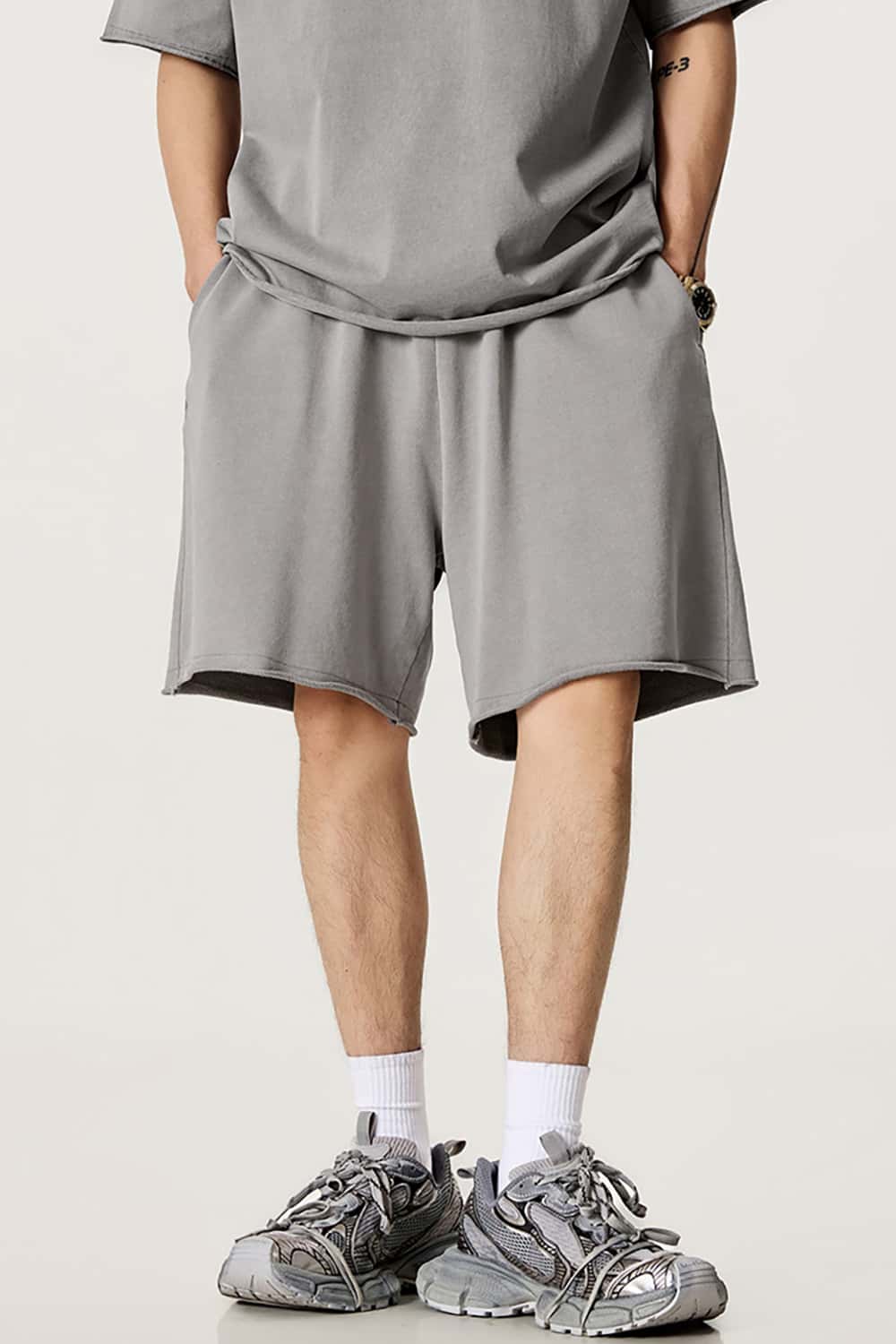 Casual Rolled Hem Mid-Length Shorts