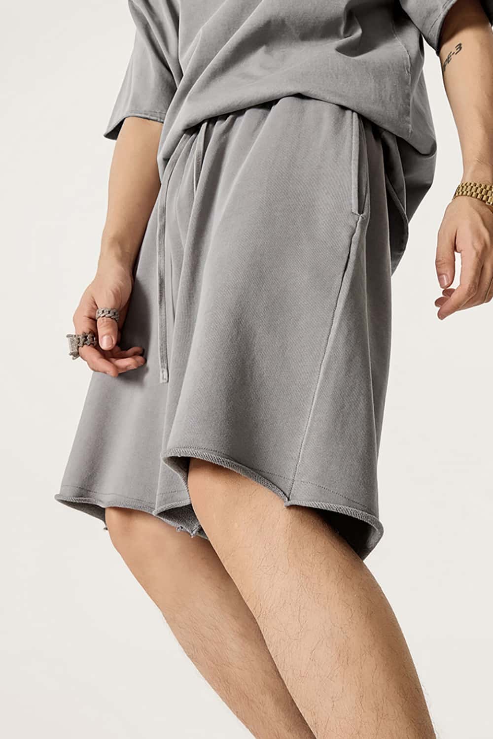 Casual Rolled Hem Mid-Length Shorts