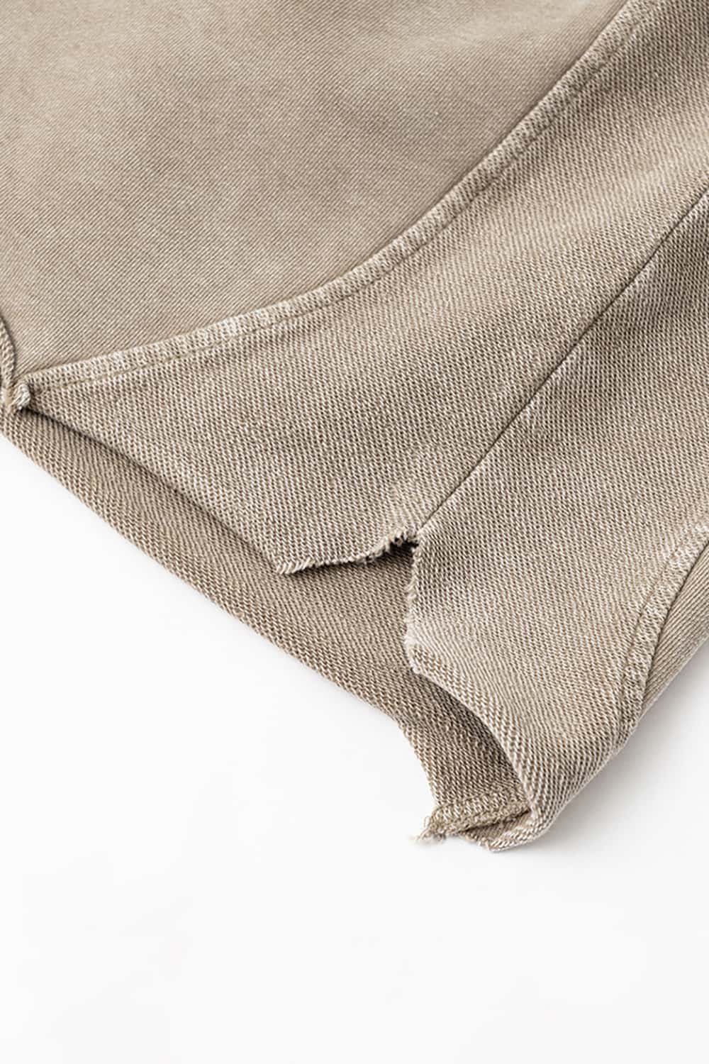 High Street Wax-Dyed Washed Distressed Mid-Length Shorts