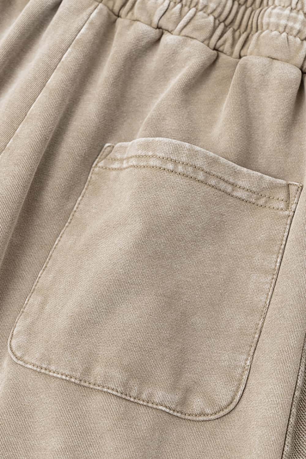 High Street Wax-Dyed Washed Distressed Mid-Length Shorts