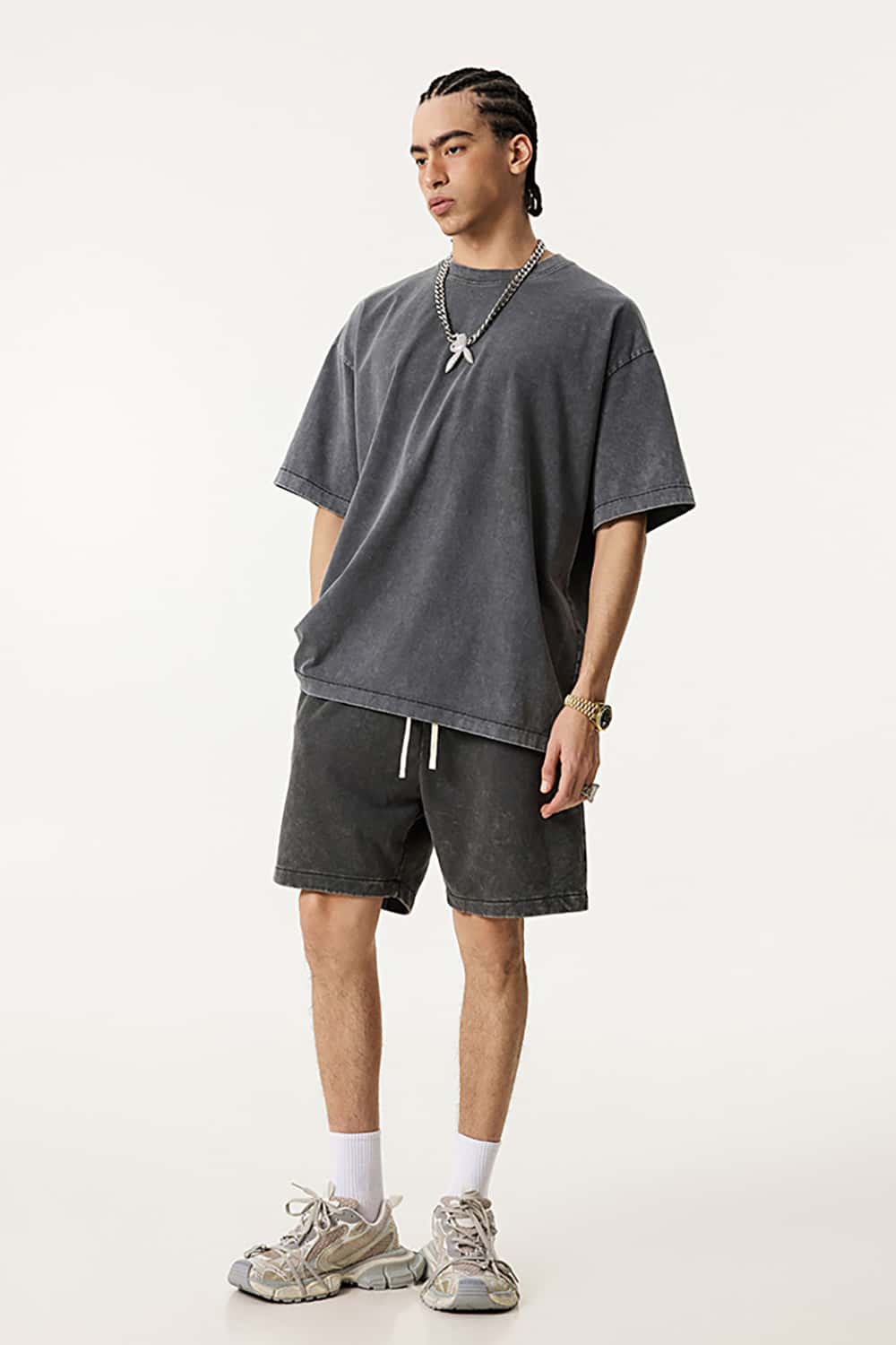Oversized Vintage Wax-Dyed 285G Pure Cotton Washed T-Shirt