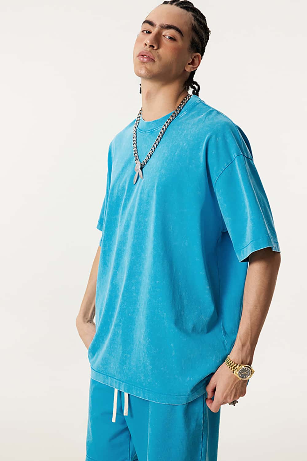 Oversized Vintage Wax-Dyed 285G Pure Cotton Washed T-Shirt