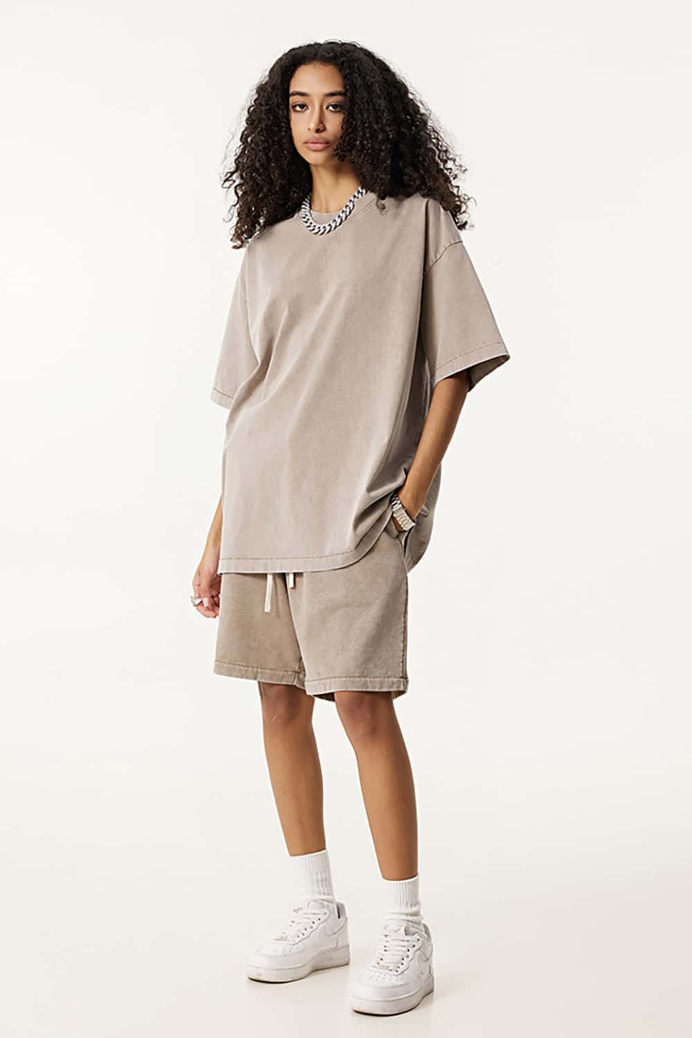 Oversized Vintage Wax-Dyed 285G Pure Cotton Washed T-Shirt