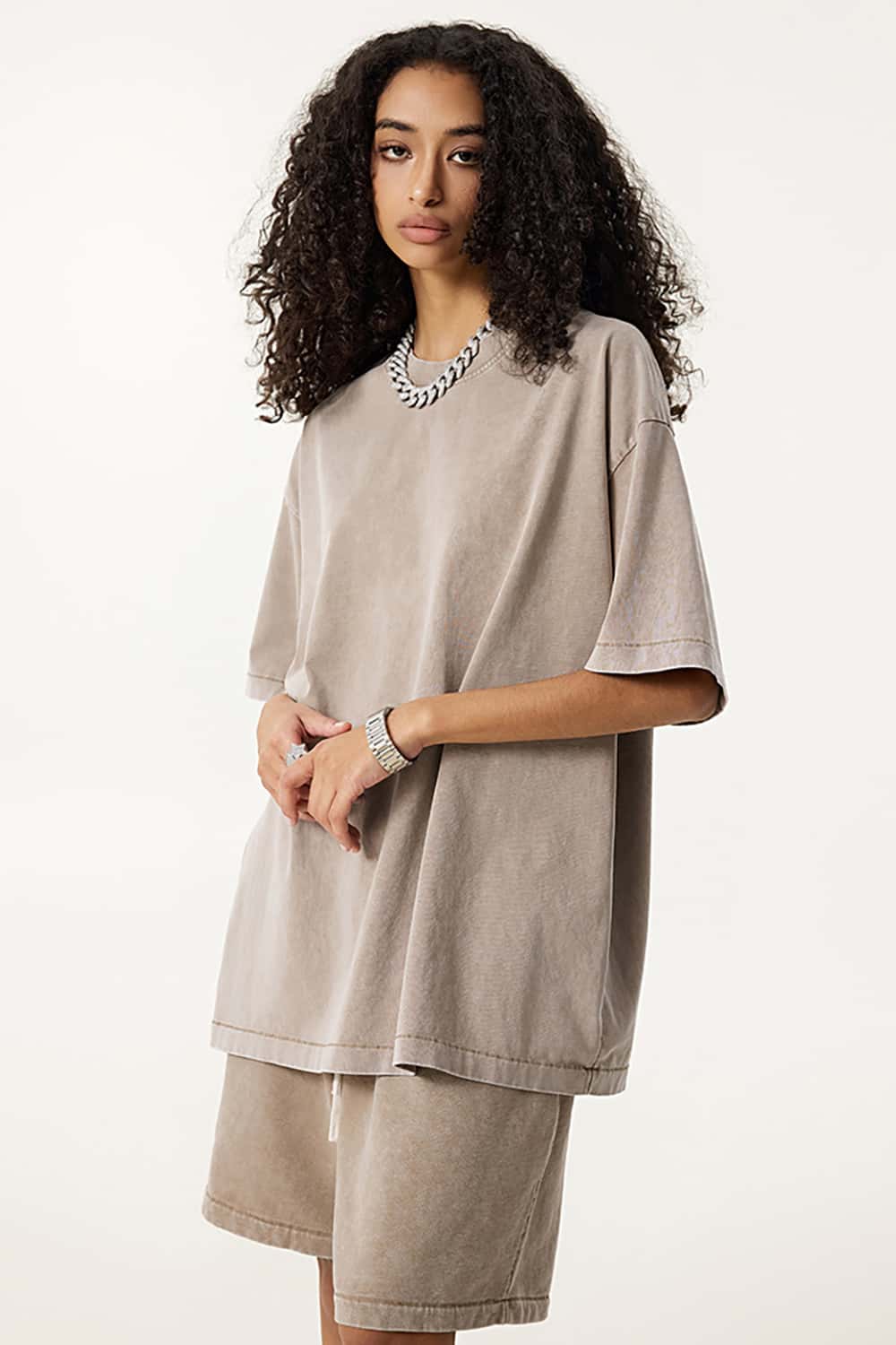 Oversized Vintage Wax-Dyed 285G Pure Cotton Washed T-Shirt