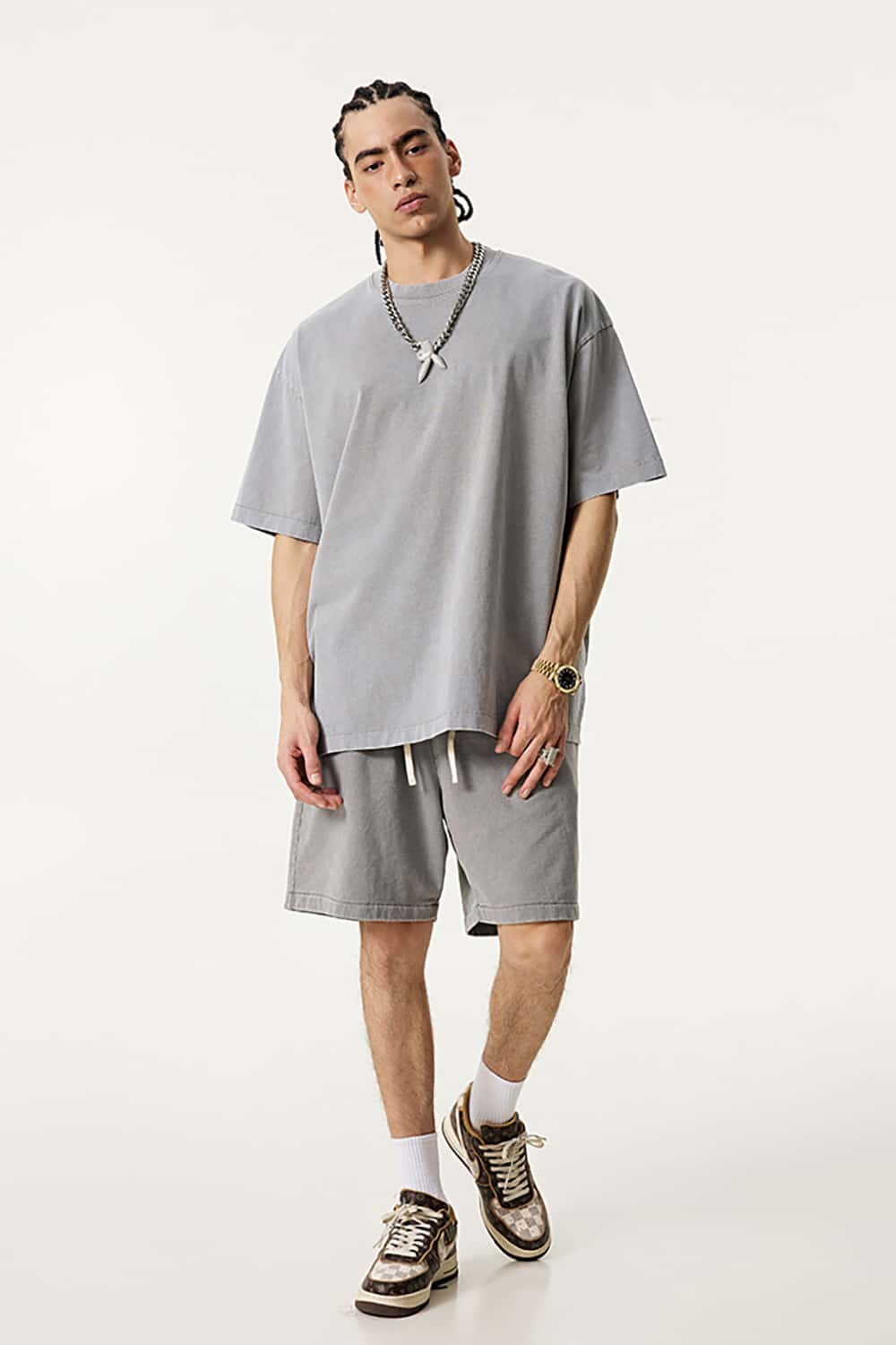 Oversized Vintage Wax-Dyed 285G Pure Cotton Washed T-Shirt