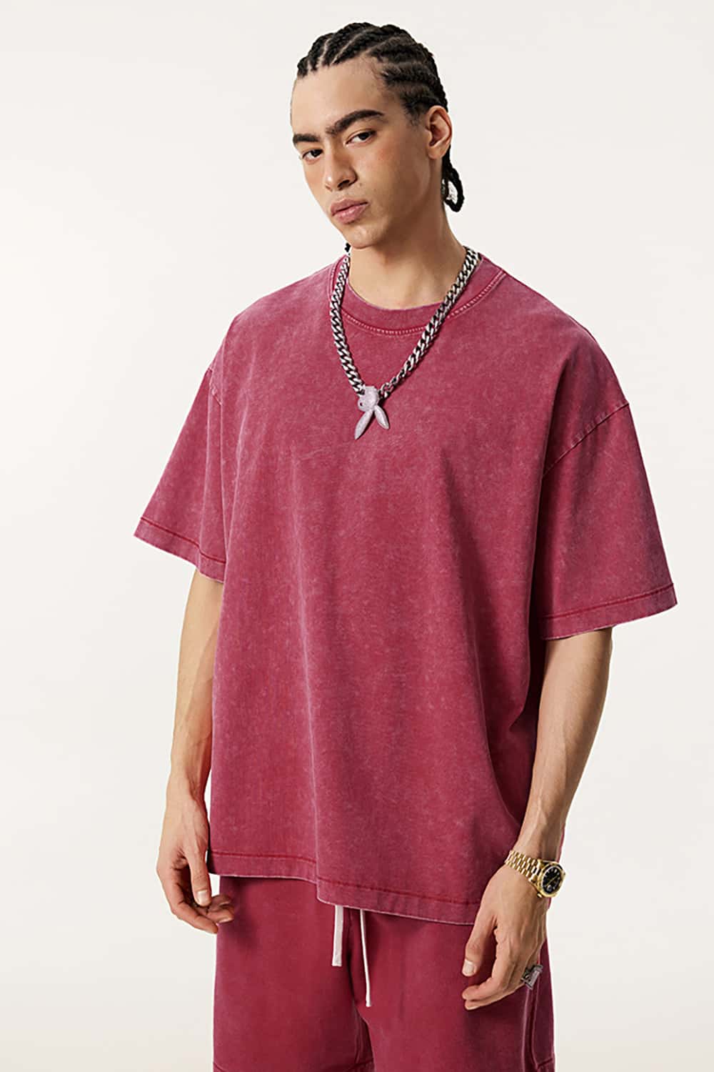 Oversized Vintage Wax-Dyed 285G Pure Cotton Washed T-Shirt