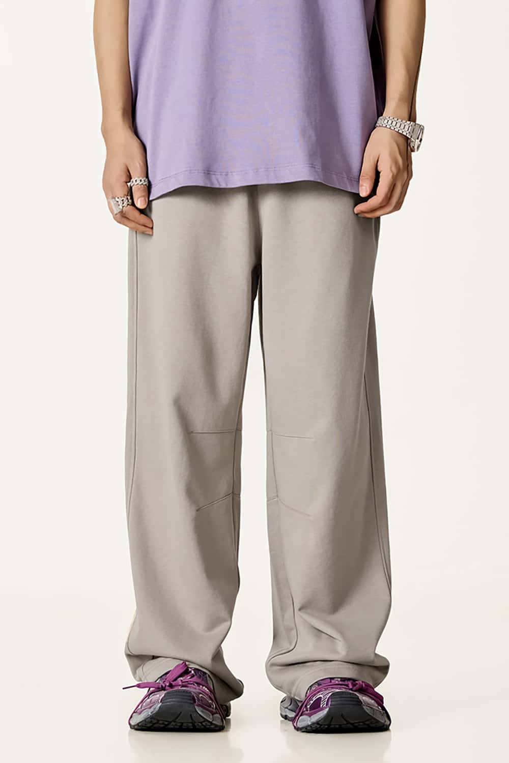 Solid Color 280G Lightweight Sport Casual Pants - Loose Straight-Leg Long Trousers