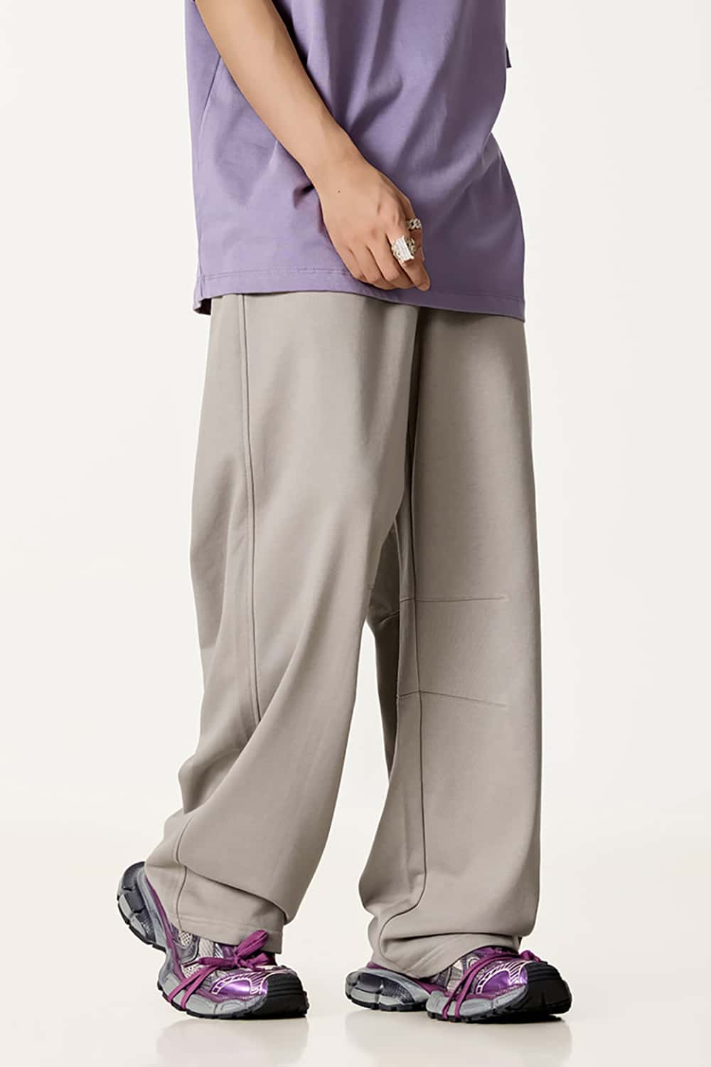 Solid Color 280G Lightweight Sport Casual Pants - Loose Straight-Leg Long Trousers