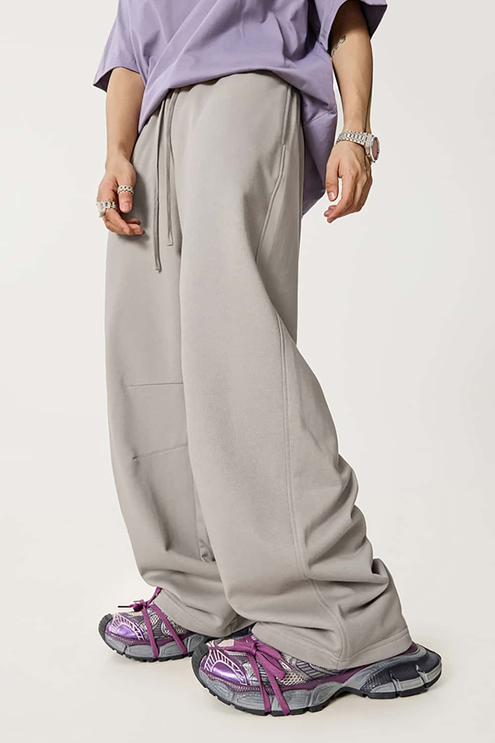 Solid Color 280G Lightweight Sport Casual Pants - Loose Straight-Leg Long Trousers