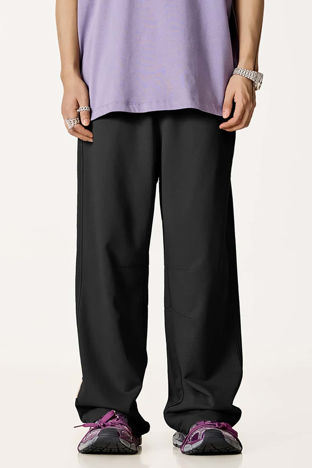 Solid Color 280G Lightweight Sport Casual Pants - Loose Straight-Leg Long Trousers