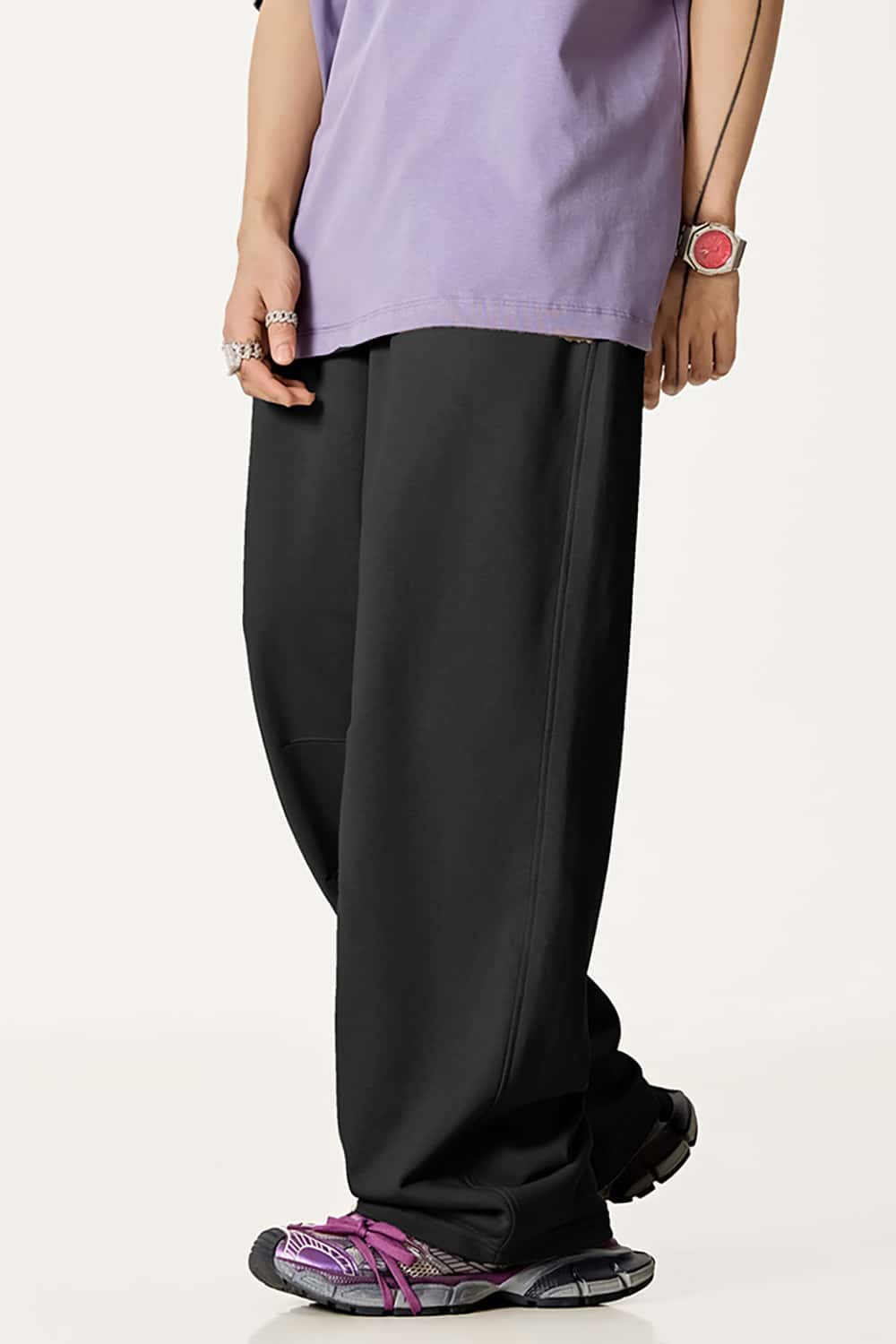 Solid Color 280G Lightweight Sport Casual Pants - Loose Straight-Leg Long Trousers