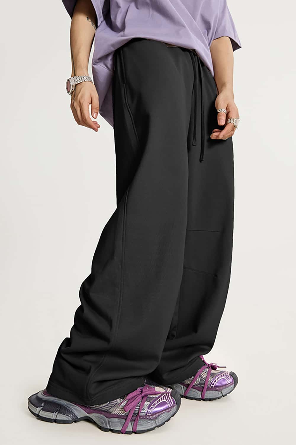 Solid Color 280G Lightweight Sport Casual Pants - Loose Straight-Leg Long Trousers