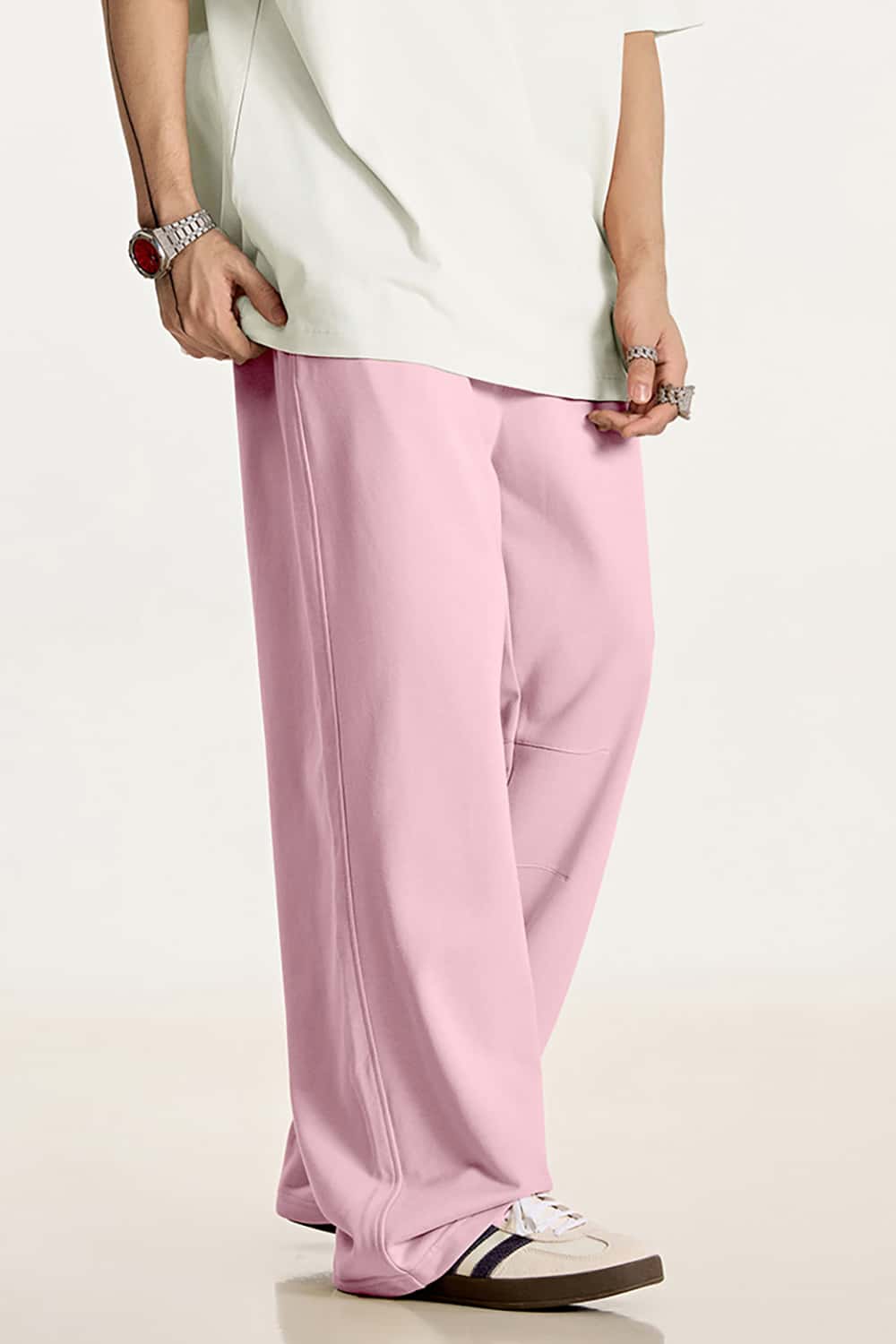 Solid Color 280G Lightweight Sport Casual Pants - Loose Straight-Leg Long Trousers