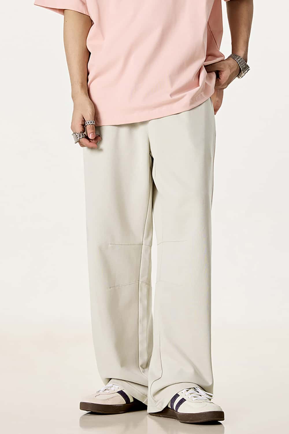 Solid Color 280G Lightweight Sport Casual Pants - Loose Straight-Leg Long Trousers