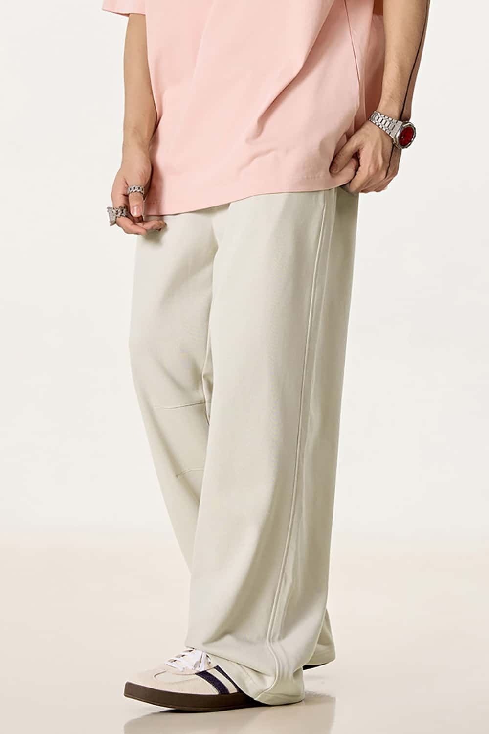 Solid Color 280G Lightweight Sport Casual Pants - Loose Straight-Leg Long Trousers