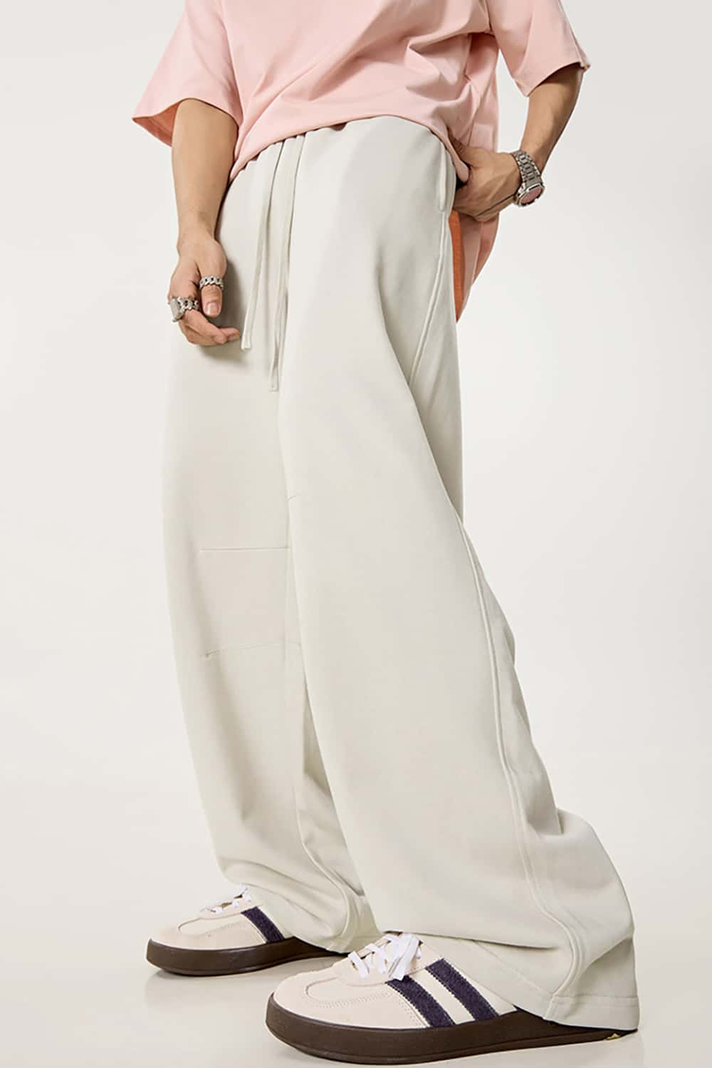 Solid Color 280G Lightweight Sport Casual Pants - Loose Straight-Leg Long Trousers