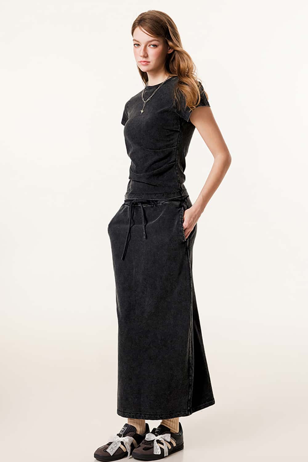 Long High-Waisted A-Line Skirt - Slimming Straight Loose Midi Skirt