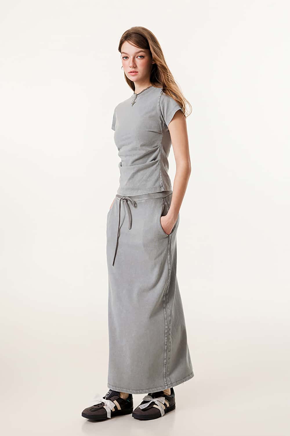 Long High-Waisted A-Line Skirt - Slimming Straight Loose Midi Skirt