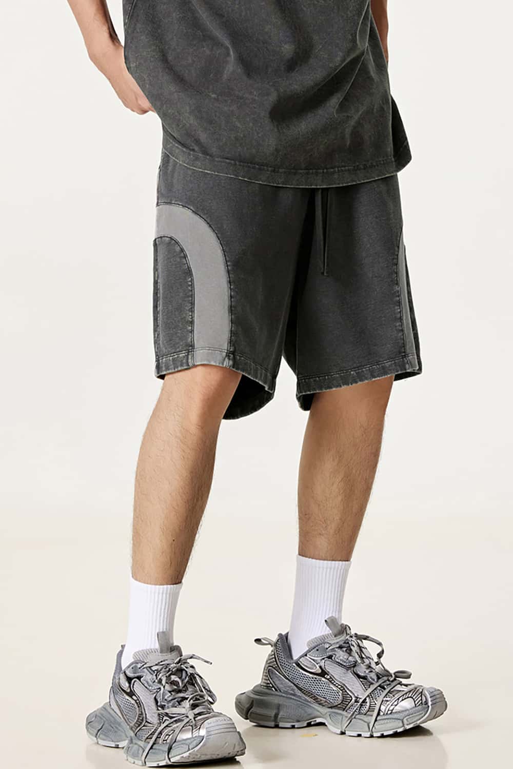 Hip-Hop Y2K Style Patchwork Color Block Loose Mid-Length Shorts