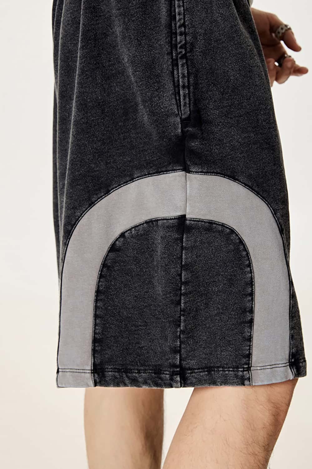Hip-Hop Y2K Style Patchwork Color Block Loose Mid-Length Shorts