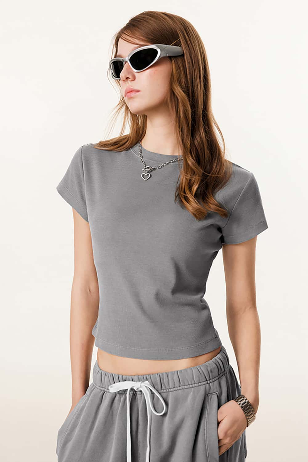 Slim Fit Shoulder T-Shirt - Slimming Round Neck Base Shirt