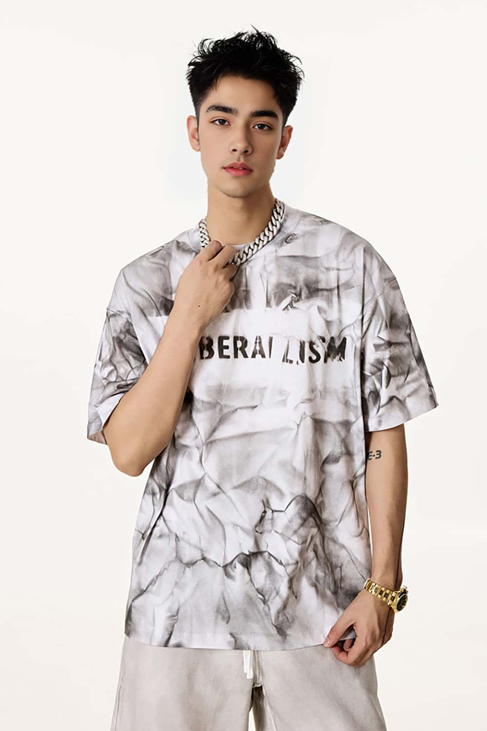 Tie-Dye Couple T-Shirt - Heavy-Duty Distressed Short Sleeve Tee