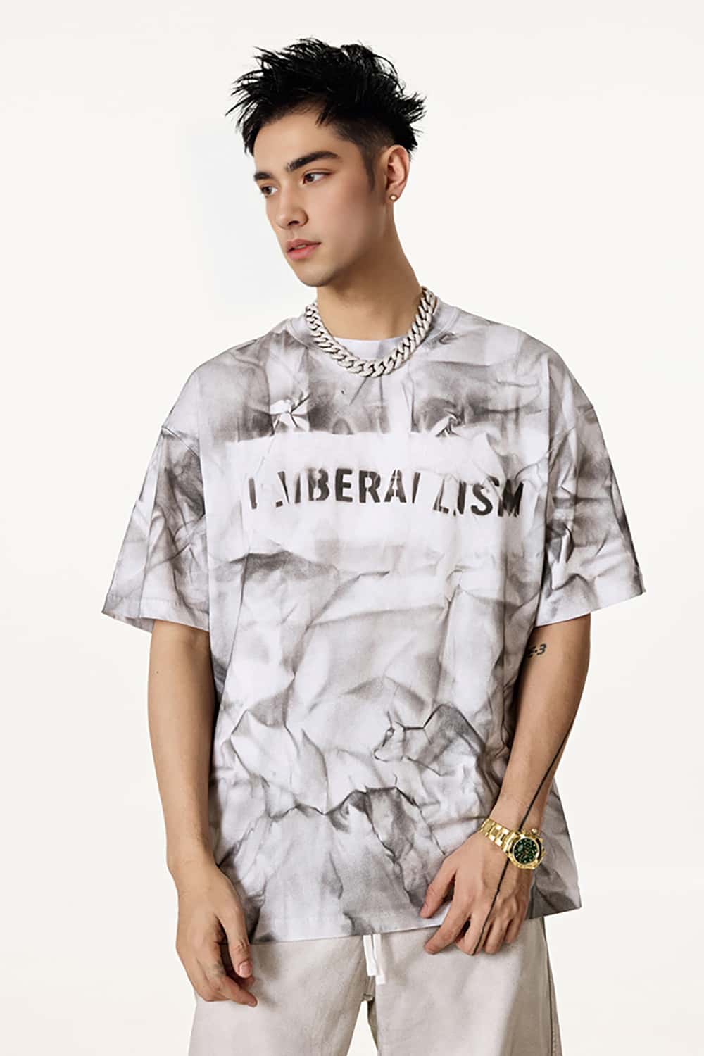 Tie-Dye Couple T-Shirt - Heavy-Duty Distressed Short Sleeve Tee