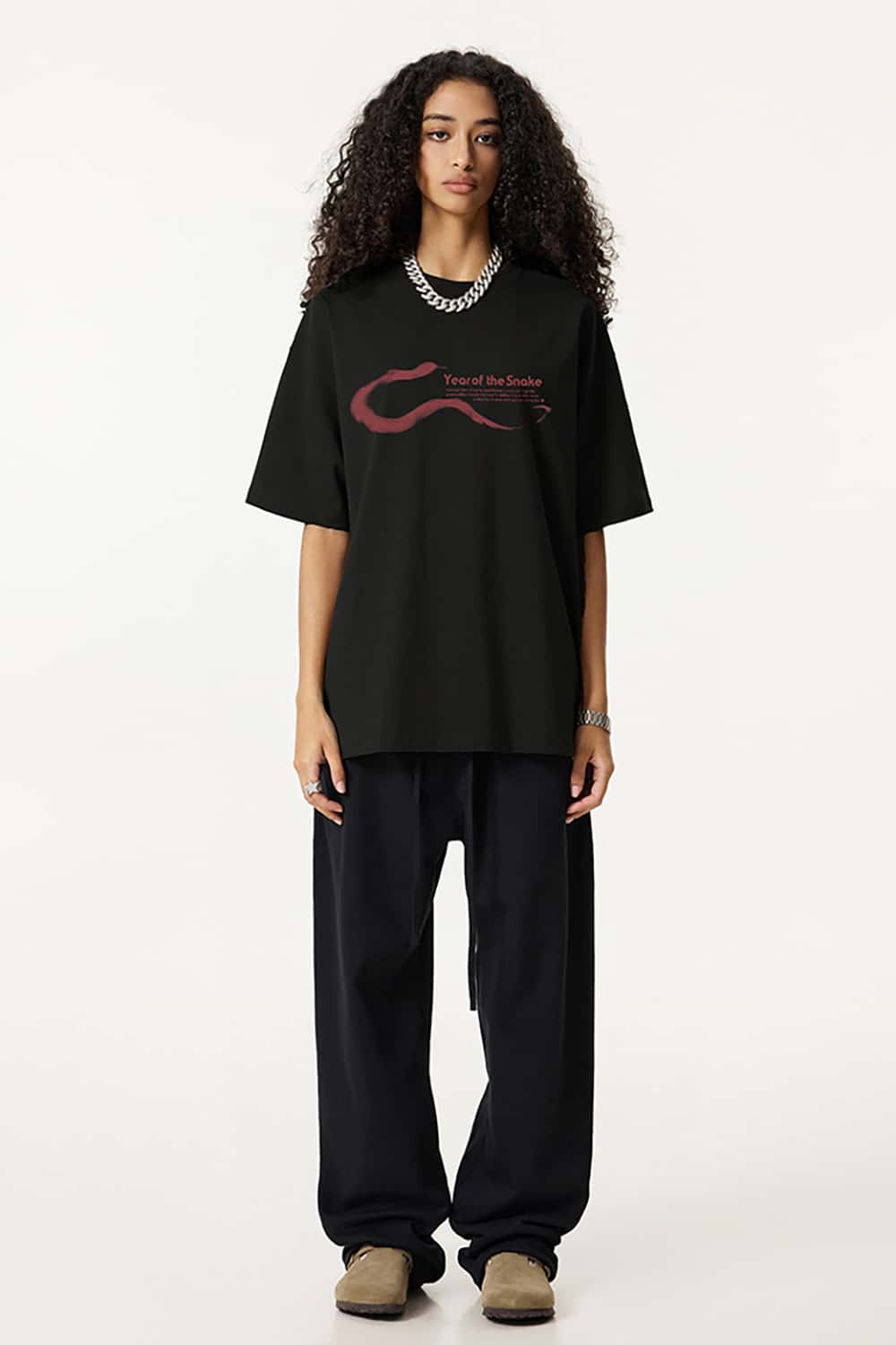 High Street Fashion T-Shirt with Simple Print - Short Sleeve Top