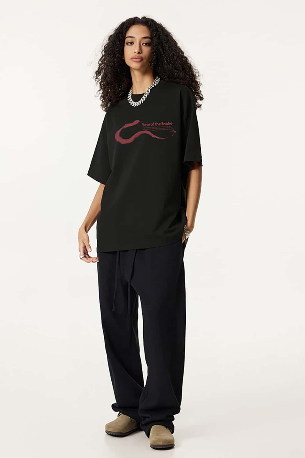High Street Fashion T-Shirt with Simple Print - Short Sleeve Top