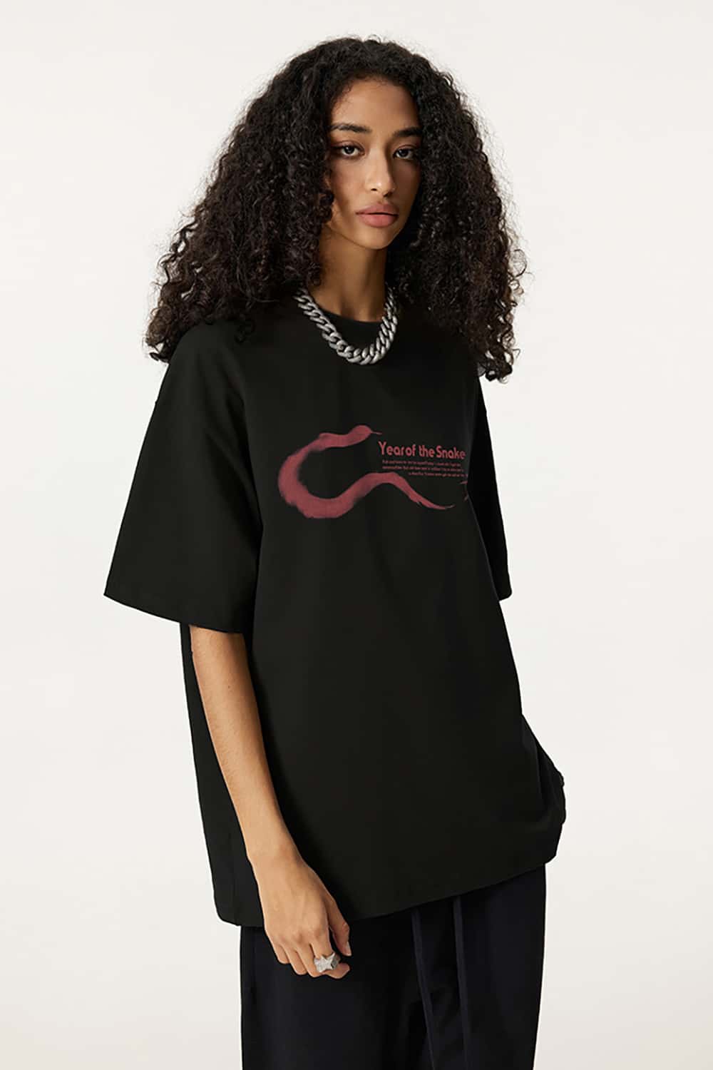 High Street Fashion T-Shirt with Simple Print - Short Sleeve Top